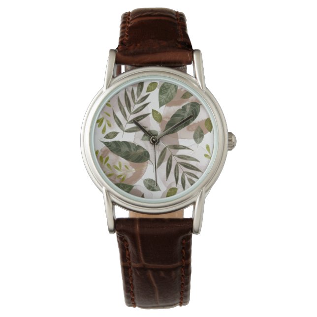 Reloj De Pulsera Elegantes hojas de safari botánico (Anverso)