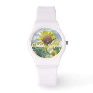 Reloj De Pulsera Elegir oferta feliz con girasoles