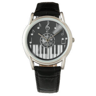 Reloj De Pulsera Elementos de piano y música de vinilo