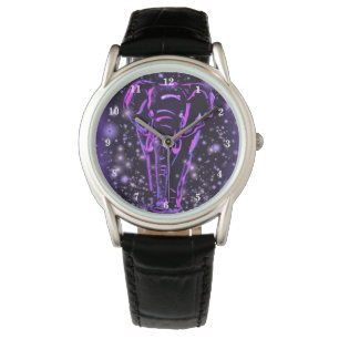 Reloj De Pulsera Elephant Watch Purple Pink Starry Night