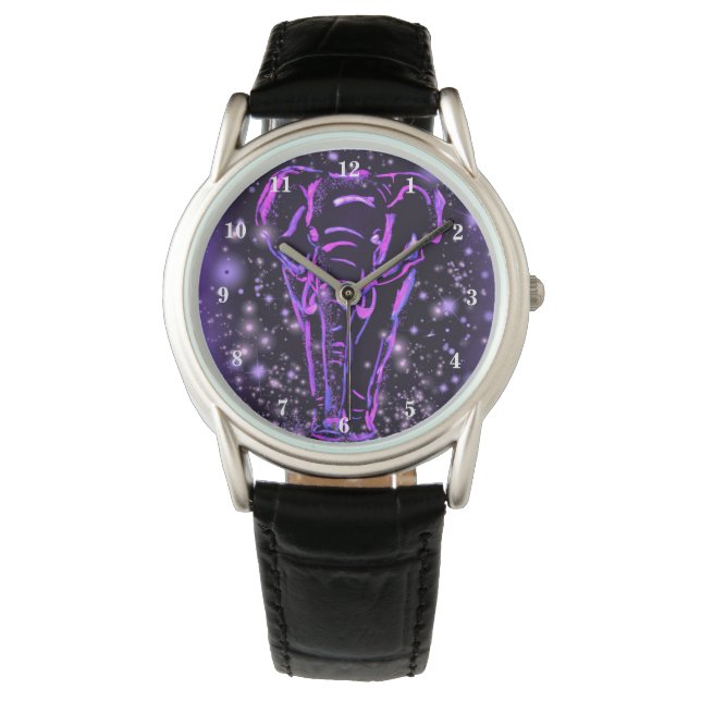 Reloj De Pulsera Elephant Watch Purple Pink Starry Night (Anverso)