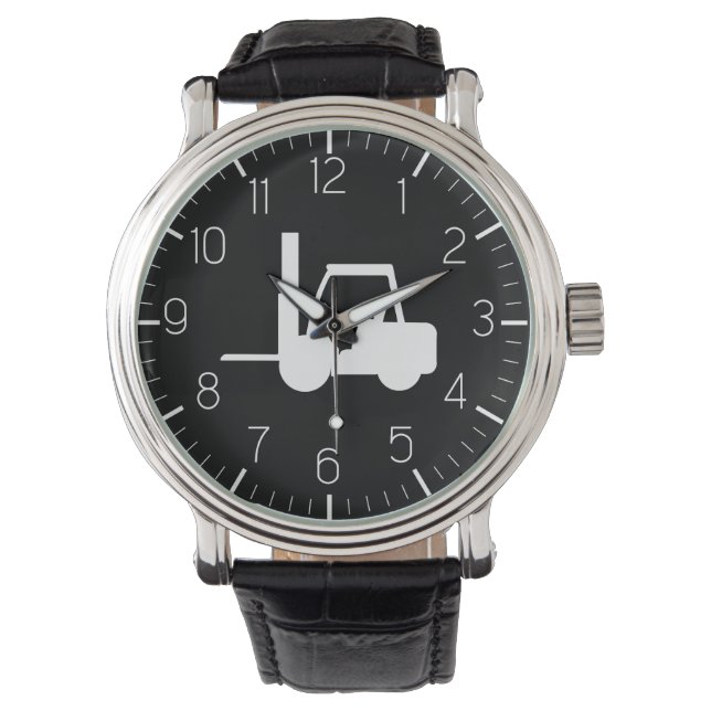 Reloj De Pulsera elevador de horquilla en blanco y negro (Anverso)