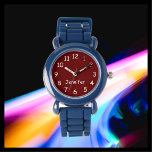 Reloj De Pulsera ELIJA SUS COLORES, Su Nombre, Niña Azul<br><div class="desc">Este divertido reloj de muñeca infantil con correa de silicona azul puede ser personalizado como quieras. Puedes ELEGIR TU PROPIO COLOR para reemplazar el fondo de la cara de reloj y puedes hacer que el texto diga lo que quieras. O mantener mi diseño blanco y burdeos. Todos los derechos reservados...</div>