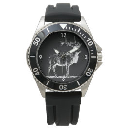 Reloj De Pulsera Elk real de toro en blanco y negro