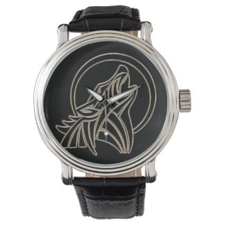 Reloj De Pulsera Emblema de Lobo Tribal Metallic Howling