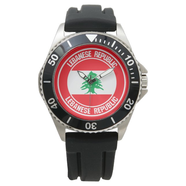 Reloj De Pulsera Emblema redondo de Líbano (Anverso)