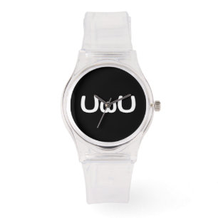 Reloj De Pulsera Emoticon feliz de la cara del animado de UwU