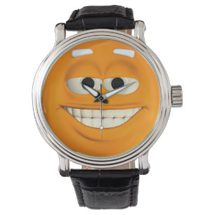 Reloj De Pulsera Emoticón naranja con dientes blancos