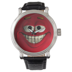 Reloj De Pulsera Emoticono Rojo Con Dientes Blancos