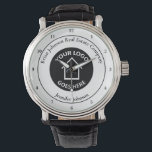Reloj De Pulsera Empresa inmobiliaria añada su Personalizado de log<br><div class="desc">Este reloj personalizado de moda de realtor está personalizado con el logotipo de su compañía de bienes inmuebles en el centro. Añada el nombre y el agente de su empresa inmobiliaria en este diseño moderno para un regalo de reloj de pulsera elegante y personalizado.</div>