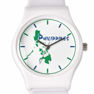 Reloj de pulsera en mapa de Filipinas