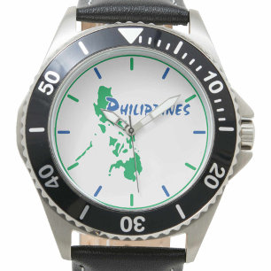 Reloj de pulsera en mapa de Filipinas