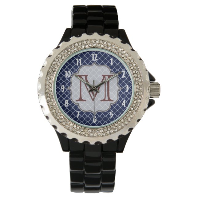 Reloj de pulsera en monograma de Marina Blue Quart (Anverso)