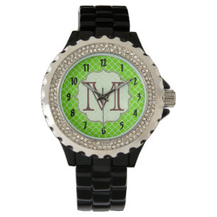 Reloj de pulsera en monograma Lime Green Quarterfo