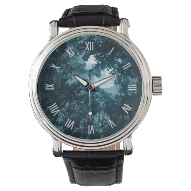 Reloj De Pulsera Encantador bosque nocturno con números romanos de  (Anverso)