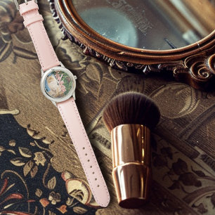Reloj De Pulsera Encantadora Rosa Crema Gato Persa Bosque Dríade