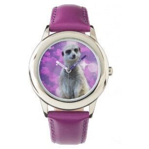 Reloj De Pulsera Encanto deslumbrante: Meerkat con fondo de color r