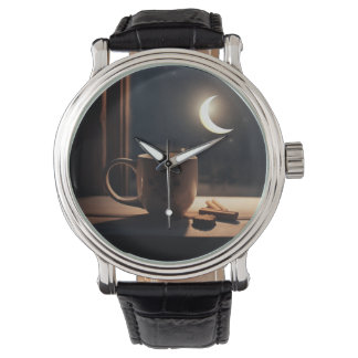 Reloj De Pulsera Encontrar tranquilidad en invierno con café y luna