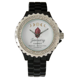 Reloj De Pulsera Enero Birthstone Watch - Garnet Crystal Design f