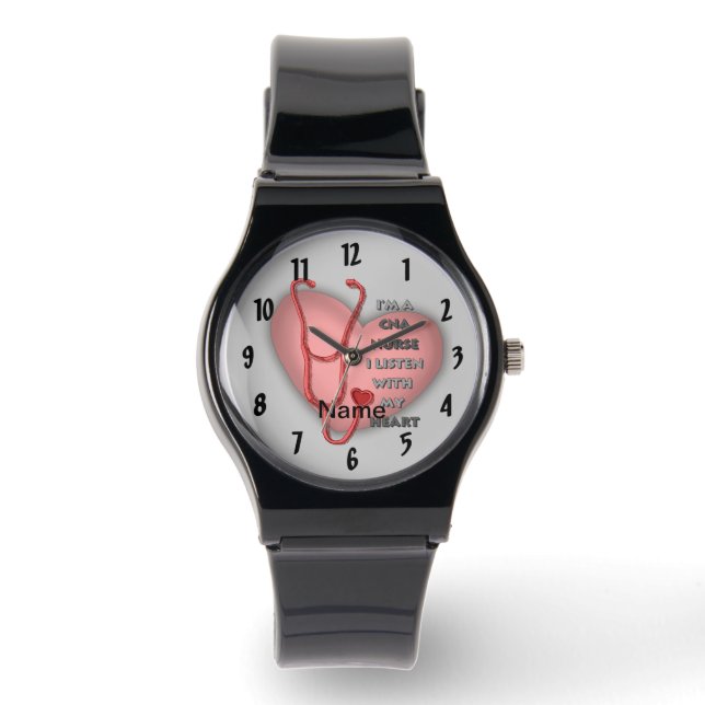 Reloj De Pulsera Enfermera CNA Corazón Rojo (Anverso)