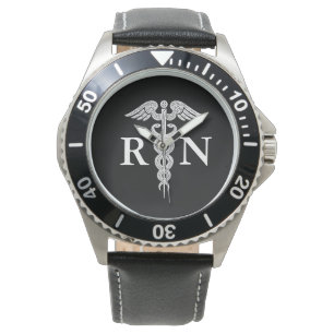 Reloj De Pulsera Enfermera con matrícula masculina RN Caduceus Medi