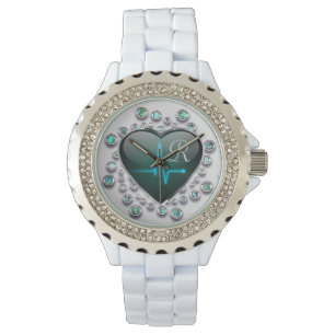 Reloj De Pulsera Enfermera de corazón y joya EKG