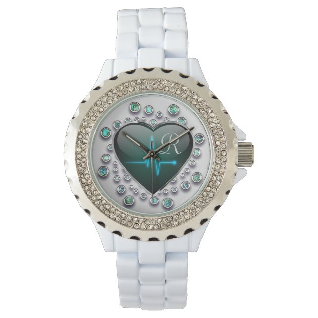 Reloj De Pulsera Enfermera de corazón y joya EKG (Anverso)