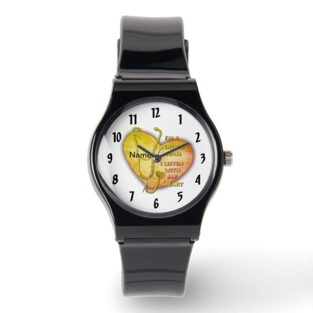 Reloj De Pulsera Enfermera de la Escuela Corazón Verde (Anverso)