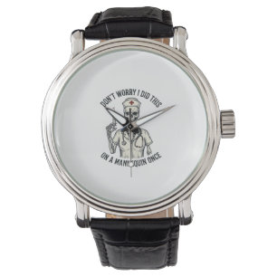 Reloj De Pulsera Enfermera Divertida Esqueleto Jeringa Grabado Anti