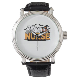 Reloj De Pulsera Enfermera - Halloween - con fantasma, bruja y esqu