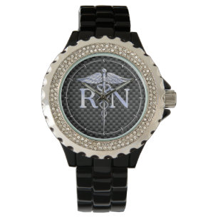 Reloj De Pulsera Enfermera inscrita RN Caduceus Snakes Decor