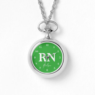 Reloj De Pulsera Enfermera registrada RN Personalizado Green Person