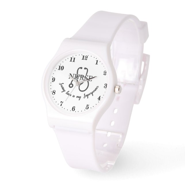 Reloj De Pulsera Enfermera salvando vidas superpotencia arte de pal (Ángulo)
