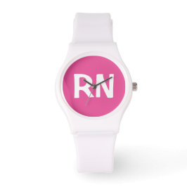 Reloj De Pulsera Enfermera Simple RN Rosa Y Blanco