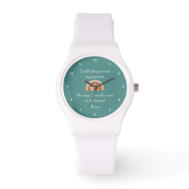 Reloj De Pulsera Enfermero de enfermera Boho Arcoiris Verde azulado (Anverso)