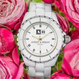 Reloj De Pulsera Engraved Monogram Couples Minimalist Personalized