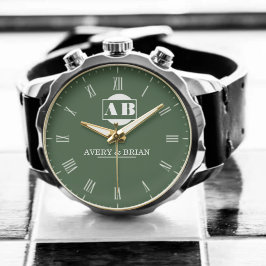 Reloj De Pulsera Engraved Monogram Couples Minimalist Personalized