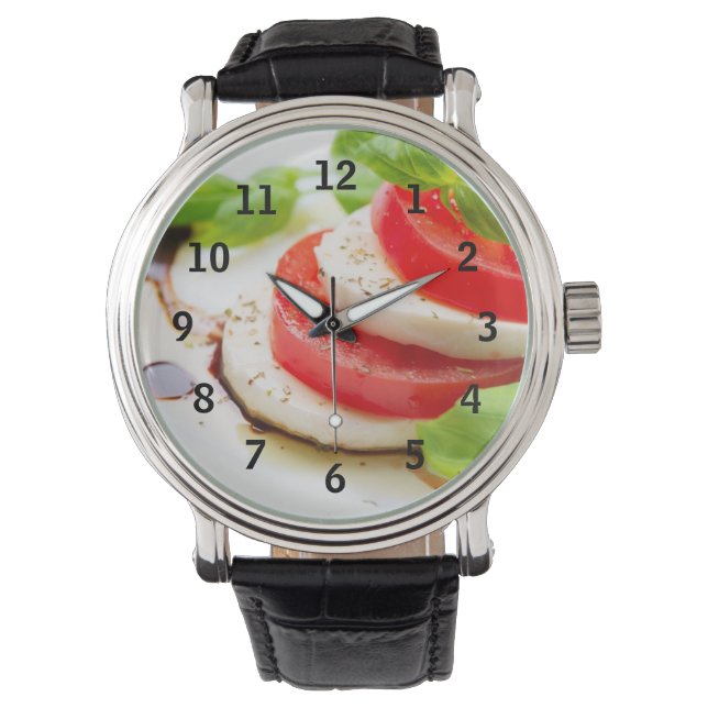 Reloj De Pulsera Ensalada Caprese. Cortes de tomate y Mozzarella (Anverso)
