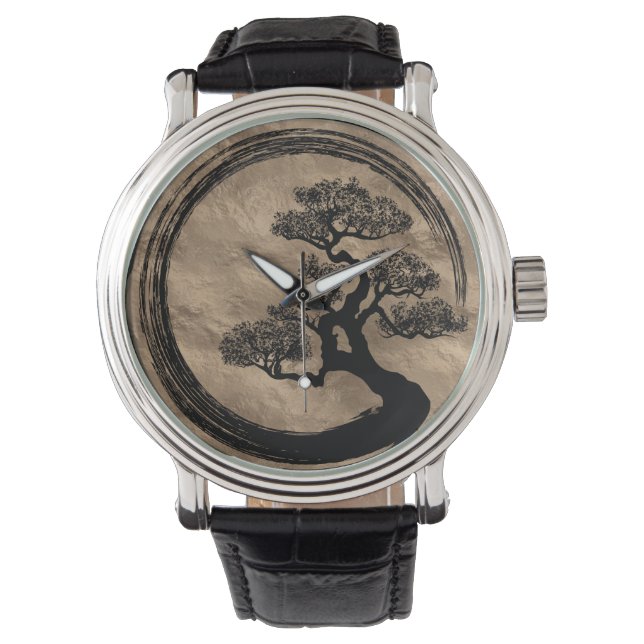 Reloj De Pulsera Enso Zen Circle y Bonsai Tree Gold (Anverso)