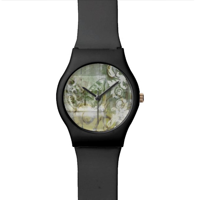Reloj De Pulsera Entrada de mariposa verde con puerta de hierro (De cerca)