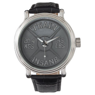 Reloj De Pulsera Entrenamiento insano del tren (placa del Barbell)