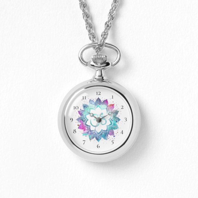 Reloj De Pulsera *~*Envoltura femenina Om New Age Lotus Flower Mand (Anverso)