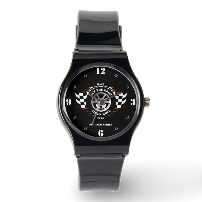 Reloj De Pulsera Equipo de Carreras de coches deportivos con bander (Anverso)