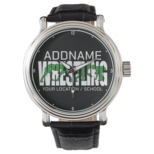 Reloj De Pulsera Equipo de Lucha ADD TEXTO Escuela Varsity Wrestler (Anverso)