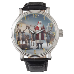 Reloj De Pulsera Equipo de Santa María: Papá Noel maneja a los reno