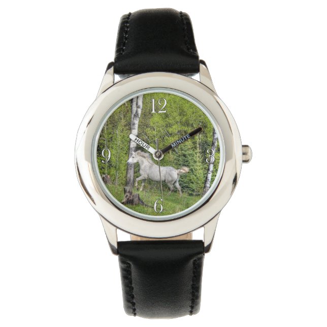 Reloj De Pulsera Equitación de equino blanco canto foto 2 (Anverso)