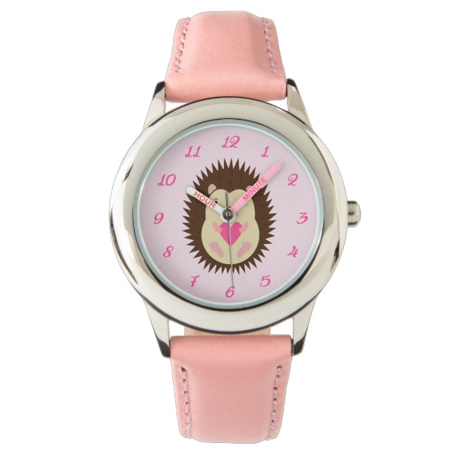 Reloj De Pulsera Erizo Bebé Niña Rosa Bonito (Anverso)