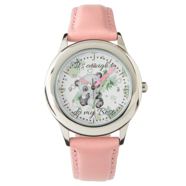Reloj De Pulsera Es suficiente | Afirmaciones Cute | Panda (Anverso)