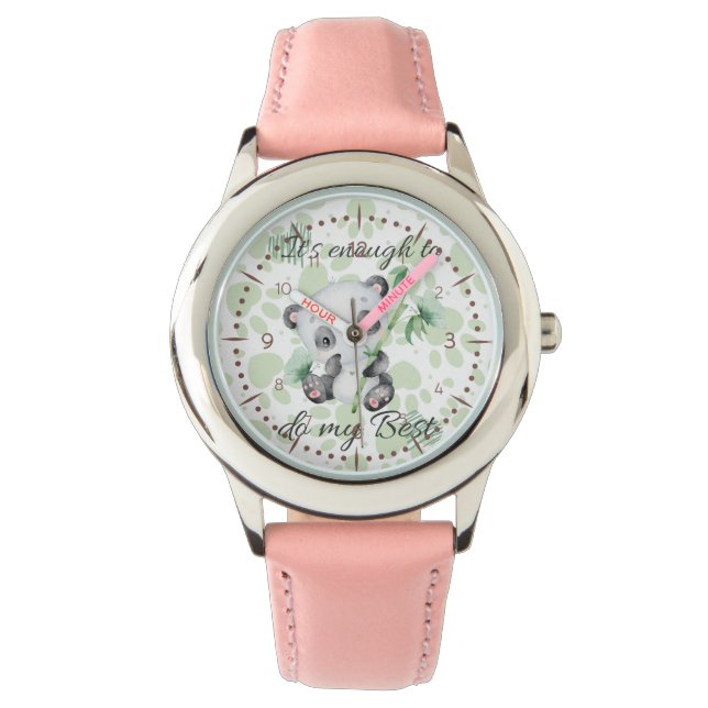 Reloj De Pulsera Es suficiente | Afirmaciones Cute | Panda (Anverso)