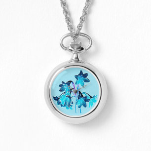 Reloj De Pulsera Esbozo de Daylilies - Cobalto y azul cielo